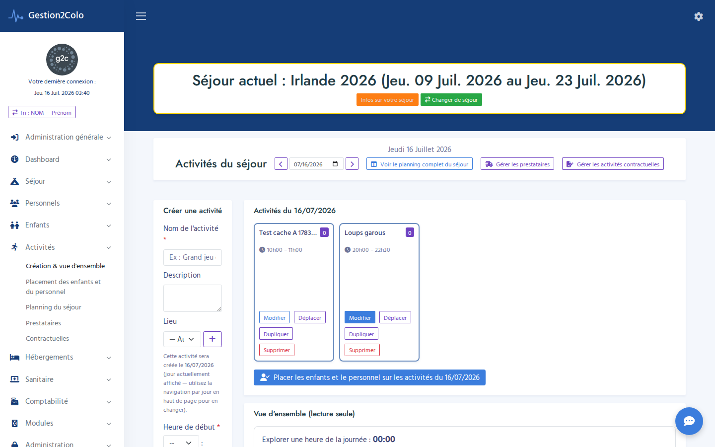 Module Activités